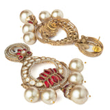 Gold Plated Red Womens Synthetic Stone Pair of Earrings