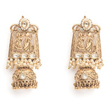 Isvaraah 2.0 Gold Plated White Womens Pair of Jhumka Earrings