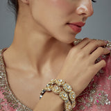 Saadgi Silver Plated Gold Kundan, Polki Womens Pair of Bangles