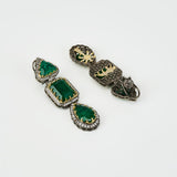 Florence Silver Plated Green Zircon Womens Pair of Danglers Earrings (Freesize)