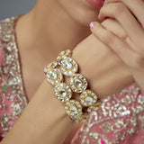 Saadgi Silver Plated Gold Kundan, Polki Womens Pair of Bangles