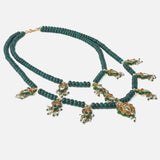 Gold Plated Green Womens Short Necklace