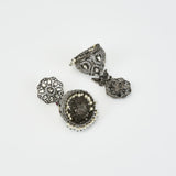 Florence Silver Plated Zircon Womens Pair of Jhumkas Earrings (Freesize)