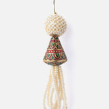Gold Plated White Womens Beaded Tassel Pair of Earrings