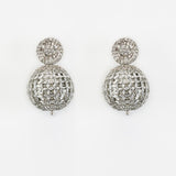 Zia Silver Plated Zircon Womens Pair of Drop Earrings (Freesize)