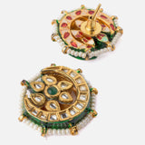 Saadgi Gold Plated Green Womens Pair of Stud Earrings