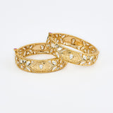 Saadgi Gold Plated White Womens Kundan, Polki Pair of Bangles