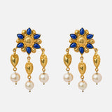 Florence Gold Plated Blue Womens Pair of Dangle Earrings