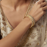 Saadgi Gold Plated White Womens Kundan, Polki Pair of Bangles