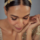 Saadgi Gold Plated Kundan, Polki Womens Maathapatti (Freesize)
