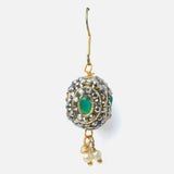 Gold Plated Green Womens Pair of Drop Earrings