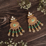 Isvaraah 2.0 Gold Plated Green Womens Pair of Chandbali Earrings