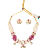 Isvaraah 2.0 Gold Plated Pink Choker Necklace Set with Pair of Earrings