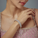 Zia Silver Plated Zircon Womens Kadas (Freesize)