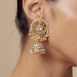 Saadgi Gold Plated Womens Kundan, Polki Pair of Dangler Earrings (Freesize)