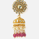 Gold Plated Pink Womens Pair of Jhumka Earrings