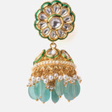 Saadgi Gold Plated Green Womens Pair of Jhumka Earrings