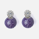 Silver Plated Purple Womens Pair of Drop Earrings