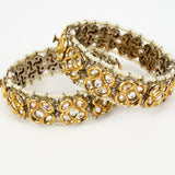 Saadgi Gold Plated Pink Kundan, Polki Womens Pair of Bangles