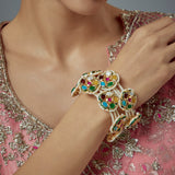 Saadgi Gold Plated Multicolored Kundan, Polki Womens Pair of Bangles - One Size