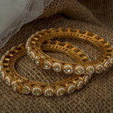 Gold Plated Womens Kundan, Polki Pair of Bangles