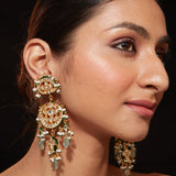 Inaayat Gold Plated Green Womens Kundan, Polki Pair of Earrings
