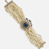 Gold Plated Blue Colored Kundan, Polki Womens Bracelet