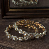 Gold Plated Kundan, Polki Womens Pair of Bangles