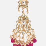 Gold Plated Pink Womens Pair of Jhumkas Earrings