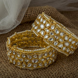 Gold Plated Womens Kundan, Polki Pair of Bangles