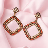 Florence Gold Plated Orange Womens Pair of Dangle Earrings
