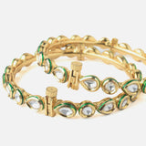Gold Plated Synthetic Stone Womens Pair of Bangles