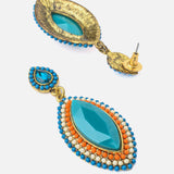Florence Gold Plated Blue Womens Pair of Dangle Earrings