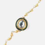 Gold Plated Green Colored Kundan, Polki Womens Bracelet