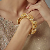 Saadgi Gold Plated Kundan, Polki Womens Kadas (Freesize)