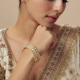 Saadgi Gold Plated White Womens Kundan, Polki Pair of Bangles
