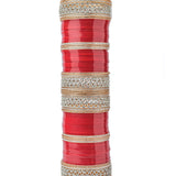 Gold Plated Red Womens Pair of Chuda Set