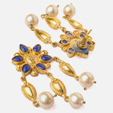 Florence Gold Plated Blue Womens Pair of Dangle Earrings