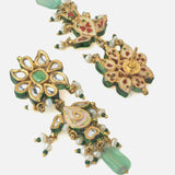 Gold Plated Multicolored Womens Choker Necklace Set with Pair of Earrings