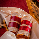 Gold Plated Red Womens Pair of Chuda Set