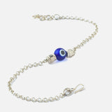 Silver Plated Blue Colored Beads Womens Bracelet