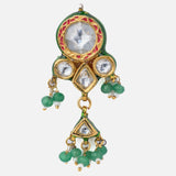 Saadgi Gold Plated Green Womens Pair of Drop Earrings