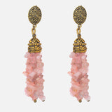 Florence Gold Plated Pink Womens Pair of Dangle Earrings