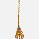 Saadgi Gold Plated Red Womens Pair of Dangle Earrings