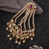 Gold Plated White Womens Kundan, Polki Paasa