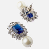 Florence Silver Plated Blue Womens Pair of Stud Earrings