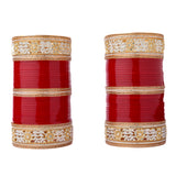 Gold Plated Red Womens Pair of Chuda Set