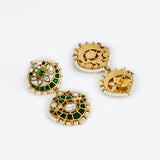 Morpankh Gold Plated Green Womens Kundan, Polki Short Necklace Set with Pair of Earrings (Freesize)