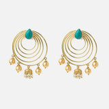 Gold Plated Blue Womens Pair of Hoop Earrings