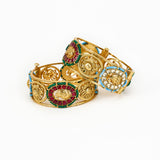 Antara Gold Plated Multicolored Kundan, Polki Womens Pair of bangles